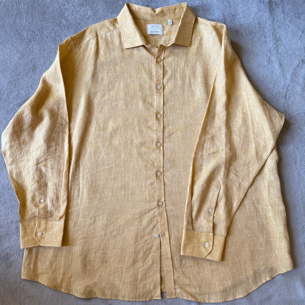 Murano Baird McNutt Irish Linen Shirt Mens 3XB Yellow Long Sleeve Button Down